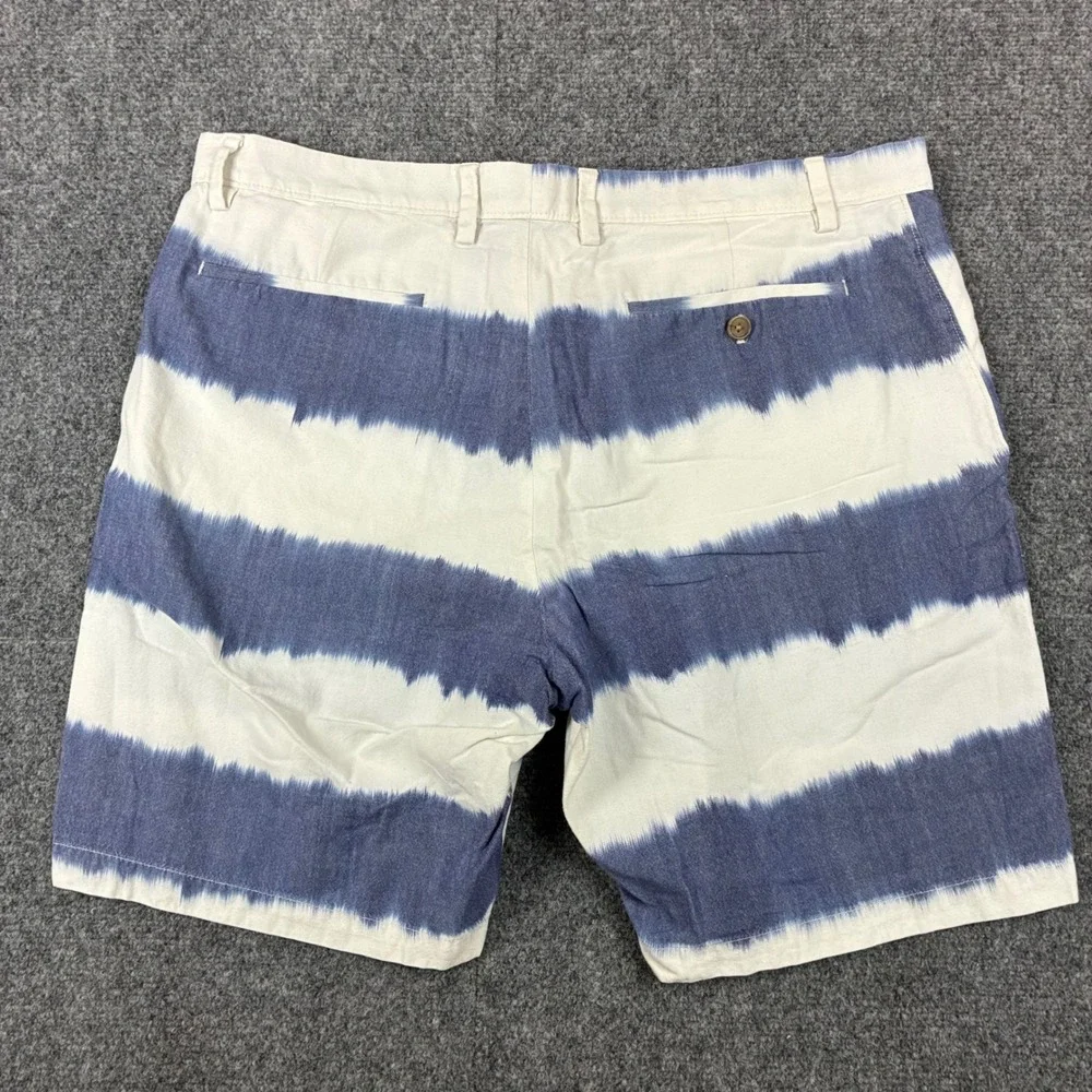 Banana Republic Mens 36 Blue White Tie Dye Striped Cotton Chino Shorts Summer